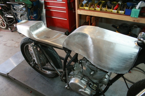 cafe racer seat and tank aluminum custom fabricatuion